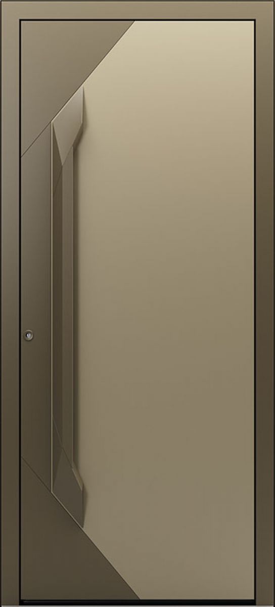 Porte d'entrée moderne bicolore K2-KOLOR, bronze/gris 2800 texturé